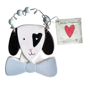 Department 56 Sandra Magsamen Dog Ornament Plaque Wall Hanging Puppy Blue Bow